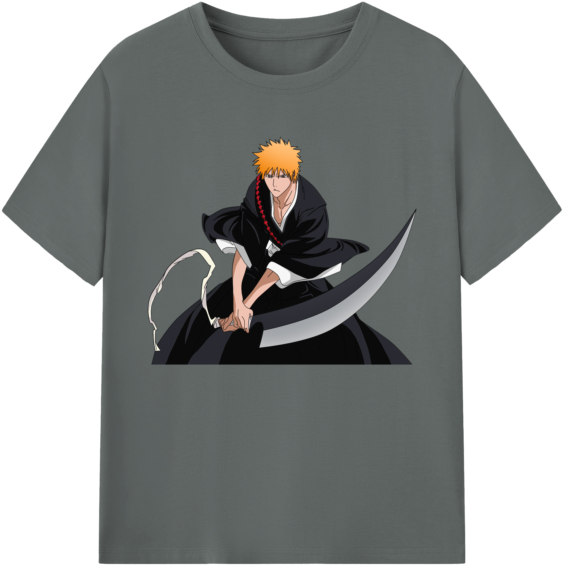 （画像用） ブリーチ 黒崎一護（くろさき いちご）BLEACH Kurosaki Ichigo 綿100％ メンズ半袖Tシャツ｜肌触りやわらか＆通気性